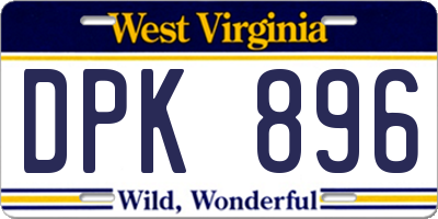 WV license plate DPK896
