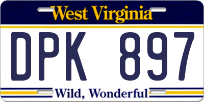 WV license plate DPK897