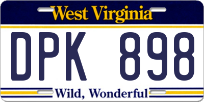 WV license plate DPK898