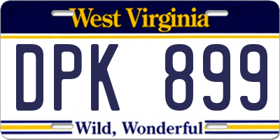 WV license plate DPK899