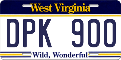 WV license plate DPK900