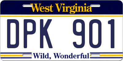 WV license plate DPK901