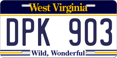 WV license plate DPK903