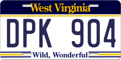 WV license plate DPK904
