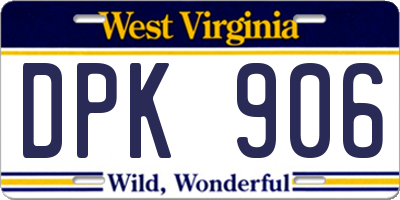 WV license plate DPK906