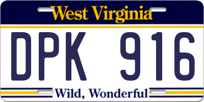 WV license plate DPK916