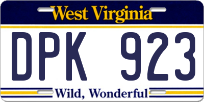 WV license plate DPK923