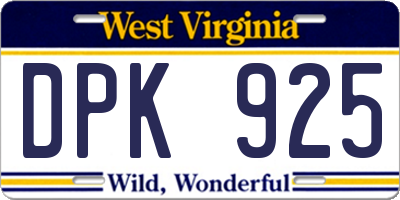 WV license plate DPK925