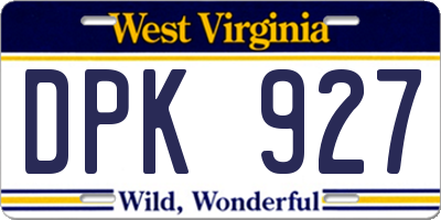 WV license plate DPK927