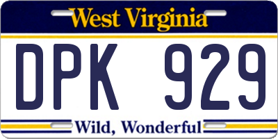 WV license plate DPK929