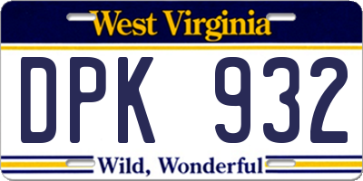WV license plate DPK932