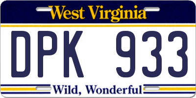 WV license plate DPK933