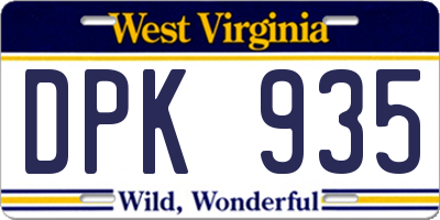 WV license plate DPK935