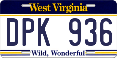 WV license plate DPK936