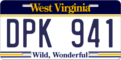 WV license plate DPK941