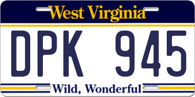 WV license plate DPK945
