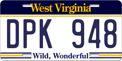 WV license plate DPK948