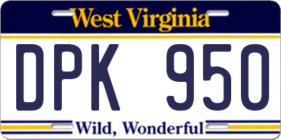 WV license plate DPK950