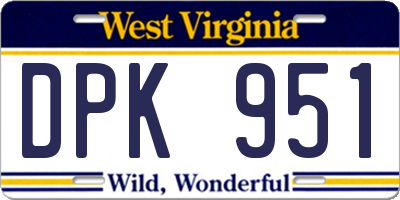 WV license plate DPK951