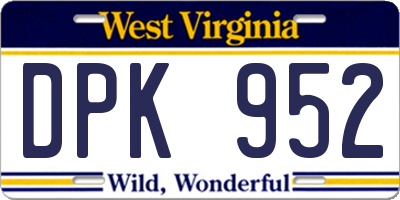WV license plate DPK952