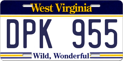 WV license plate DPK955