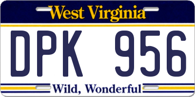 WV license plate DPK956