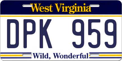 WV license plate DPK959