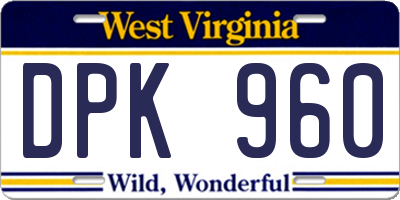 WV license plate DPK960