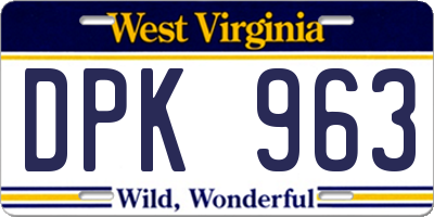 WV license plate DPK963