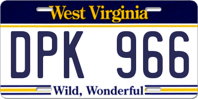 WV license plate DPK966