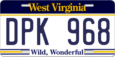 WV license plate DPK968