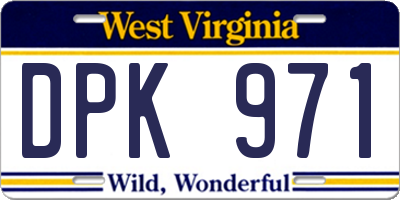 WV license plate DPK971