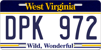 WV license plate DPK972