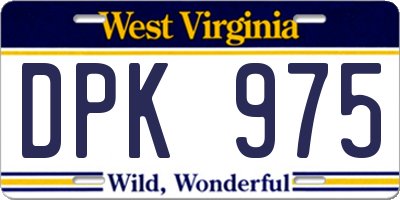 WV license plate DPK975