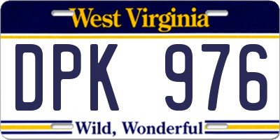 WV license plate DPK976