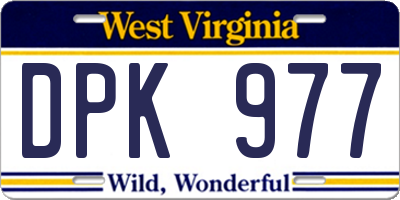 WV license plate DPK977
