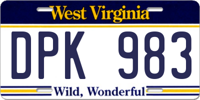 WV license plate DPK983