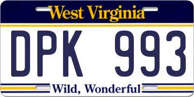 WV license plate DPK993