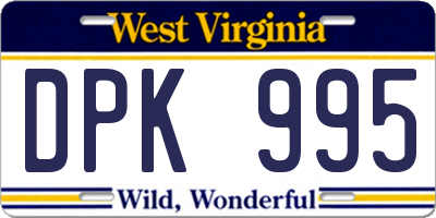WV license plate DPK995