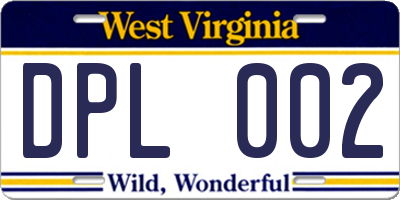 WV license plate DPL002