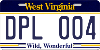 WV license plate DPL004