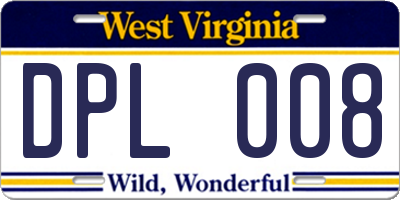 WV license plate DPL008