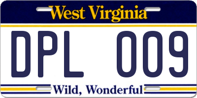 WV license plate DPL009