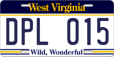 WV license plate DPL015