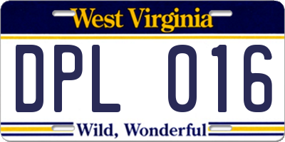 WV license plate DPL016