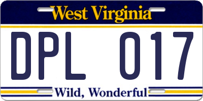 WV license plate DPL017