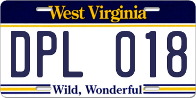 WV license plate DPL018