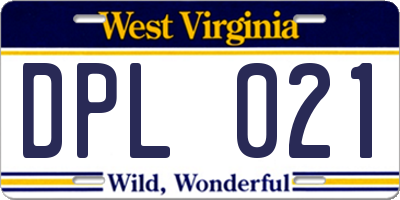 WV license plate DPL021