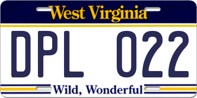 WV license plate DPL022