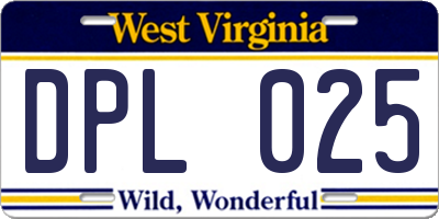 WV license plate DPL025